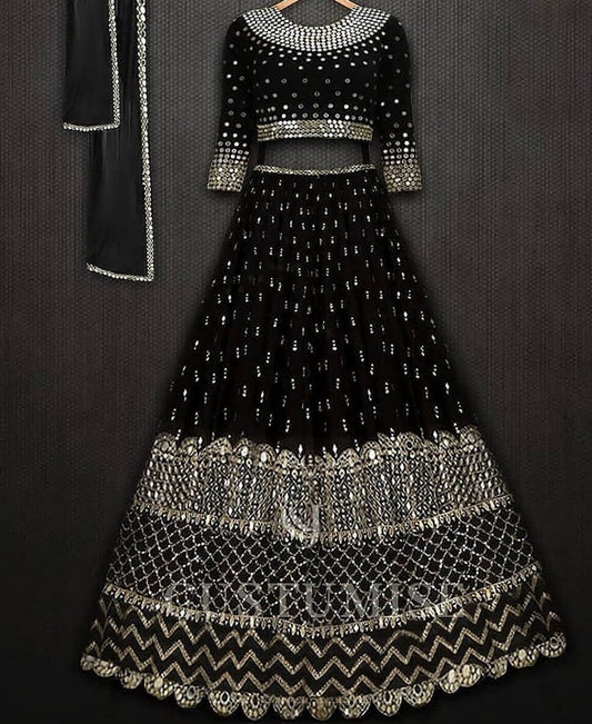 AD-Partyblack Georgette Sequence Embroidered Lehenga Choli